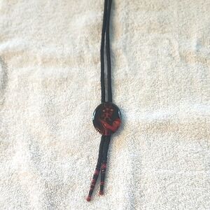 Native American/Aztec Style Bolo Tie Black and Red